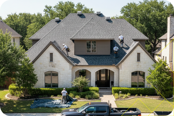 dallas County 1 Roofing professionals working on a residential home in Dallas County, showcasing durable roofing installation and maintenance services.